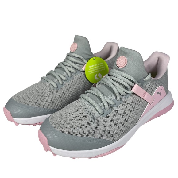 NIB Puma Kids’ Fusion Evo Junior Jr Golf Shoes Size 6C UK 5 Eur 38 Pink Grey NEW - Picture 1 of 8